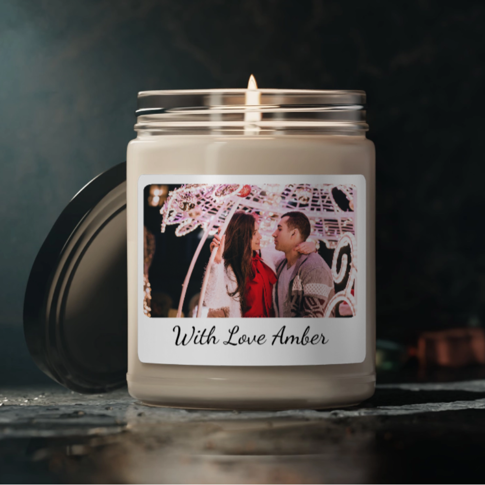 Photo & Text Scented Candle – Personalized Message